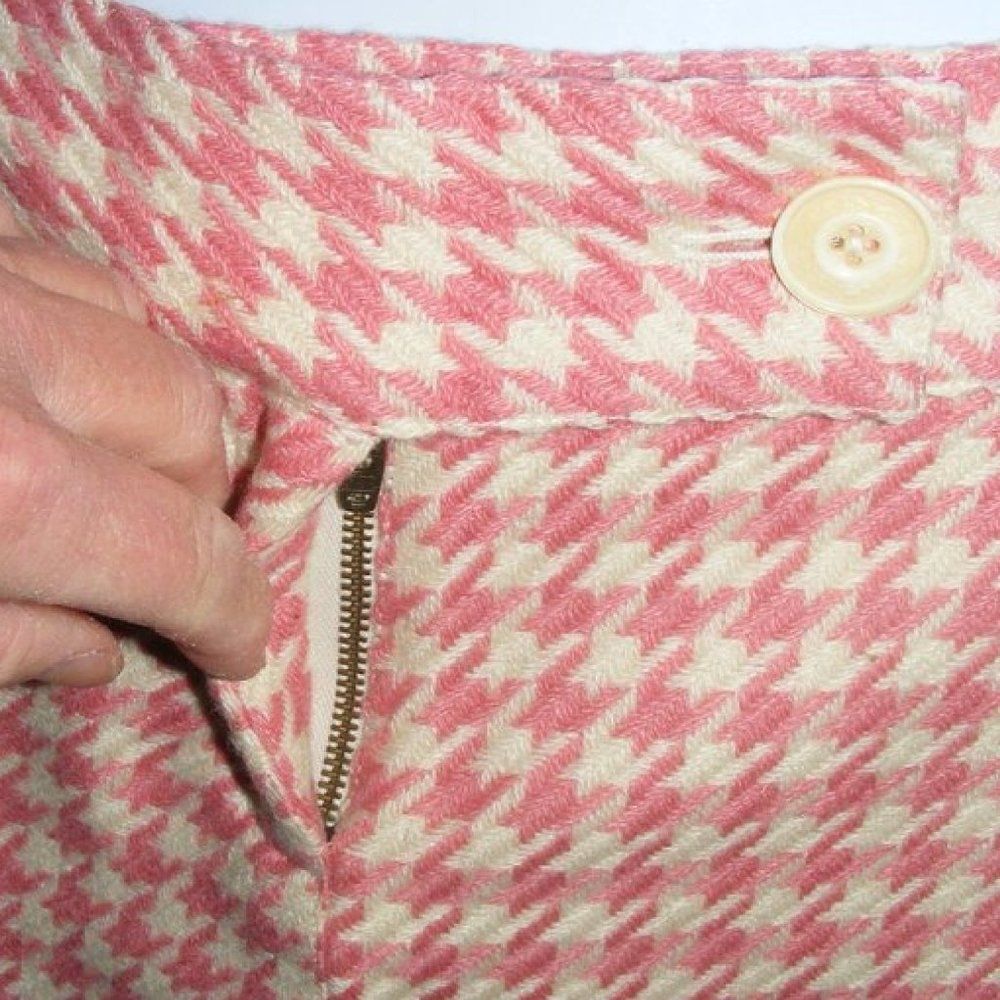 new VINEYARD VINES Skirt, 4, Pink/Off-White Houndstooth, Zipper, Wool blend - Picture 4 of 8